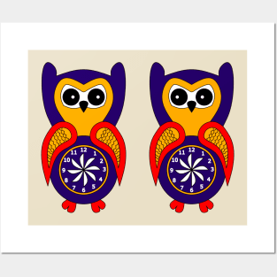 Twin birds blue baby owls Posters and Art